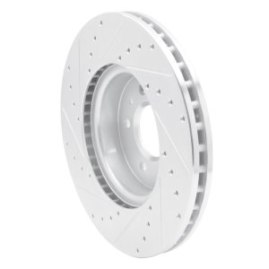Cadillac ATS Brake Rotor (1) - Front Right - R1 Concepts - Drilled & Slotted - Silver - `13-`25